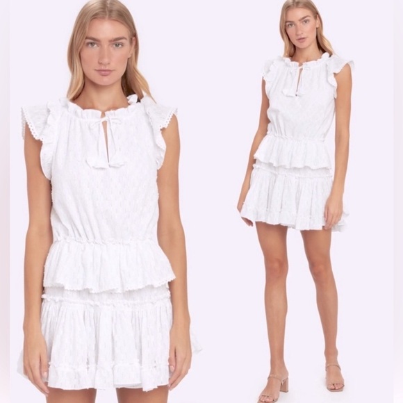 NWOT MISA Los Angeles Lilian White Lace Tiered Dress Size Large - Picture 12 of 13